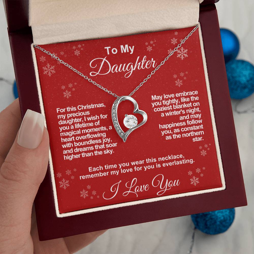 Daughter's Everlasting Love Necklace - A Christmas Wish of Joy and Dreams