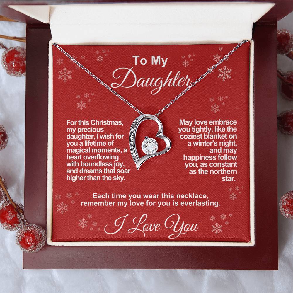 Daughter's Everlasting Love Necklace - A Christmas Wish of Joy and Dreams