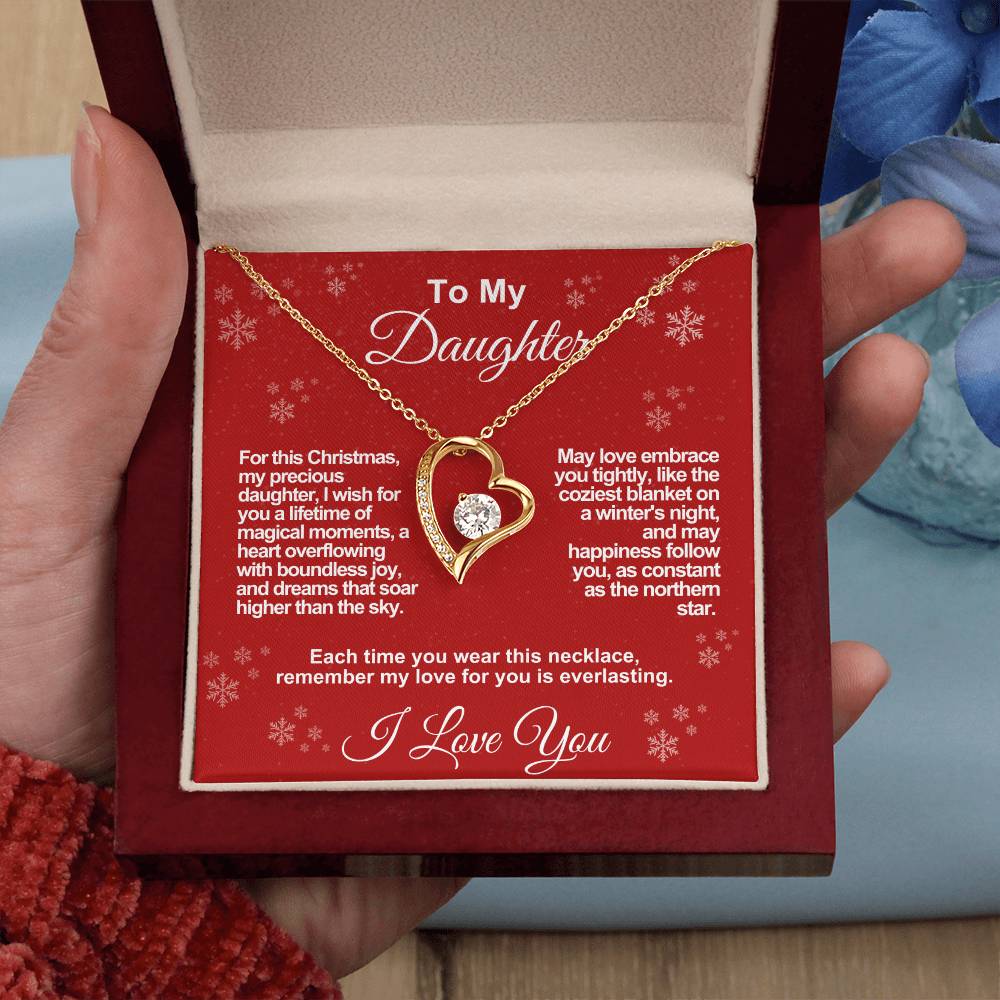 Daughter's Everlasting Love Necklace - A Christmas Wish of Joy and Dreams