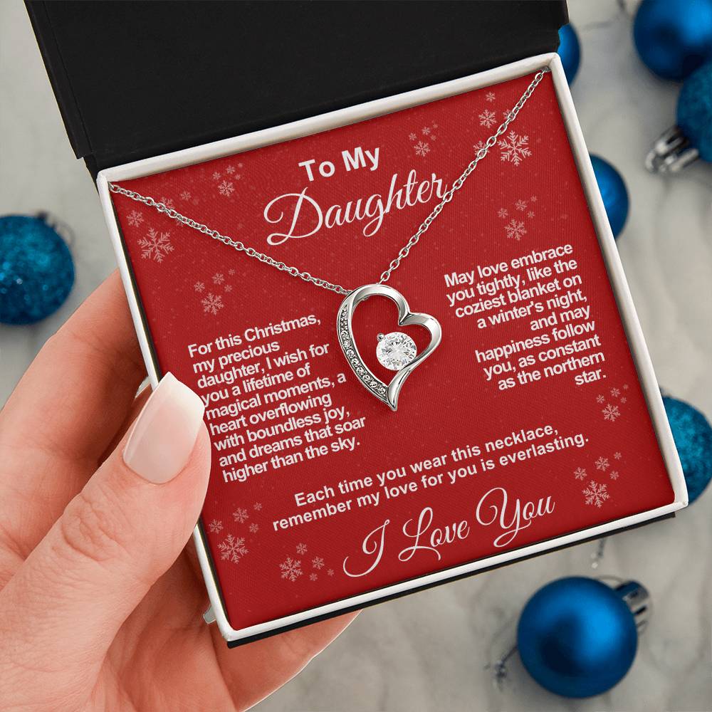 Daughter's Everlasting Love Necklace - A Christmas Wish of Joy and Dreams