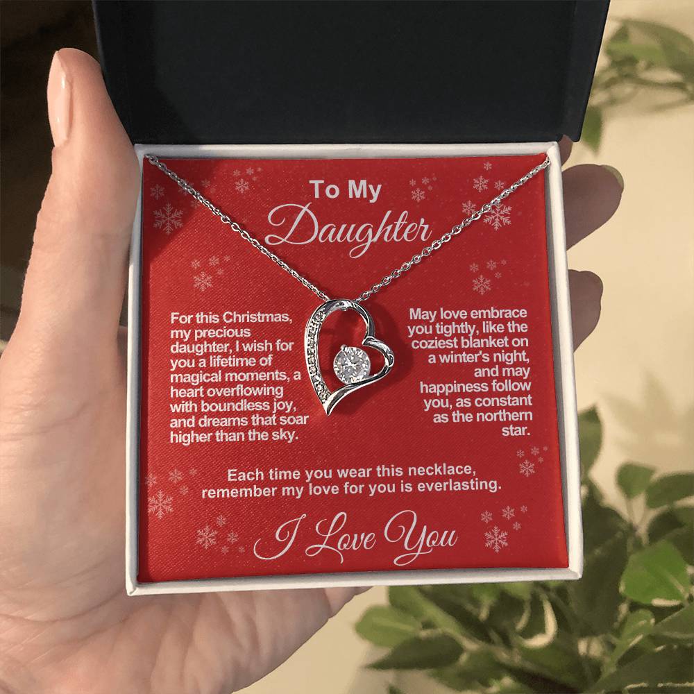 Daughter's Everlasting Love Necklace - A Christmas Wish of Joy and Dreams