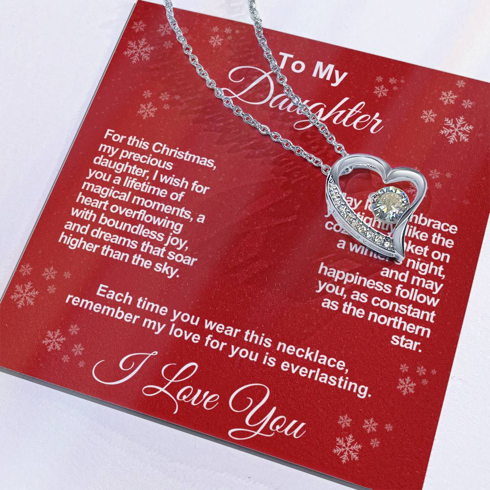 Daughter's Everlasting Love Necklace - A Christmas Wish of Joy and Dreams