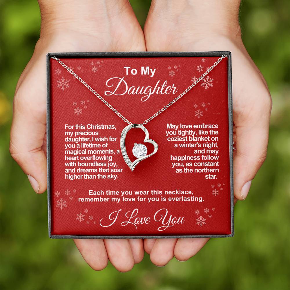 Daughter's Everlasting Love Necklace - A Christmas Wish of Joy and Dreams