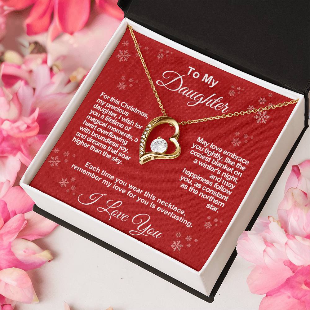 Daughter's Everlasting Love Necklace - A Christmas Wish of Joy and Dreams