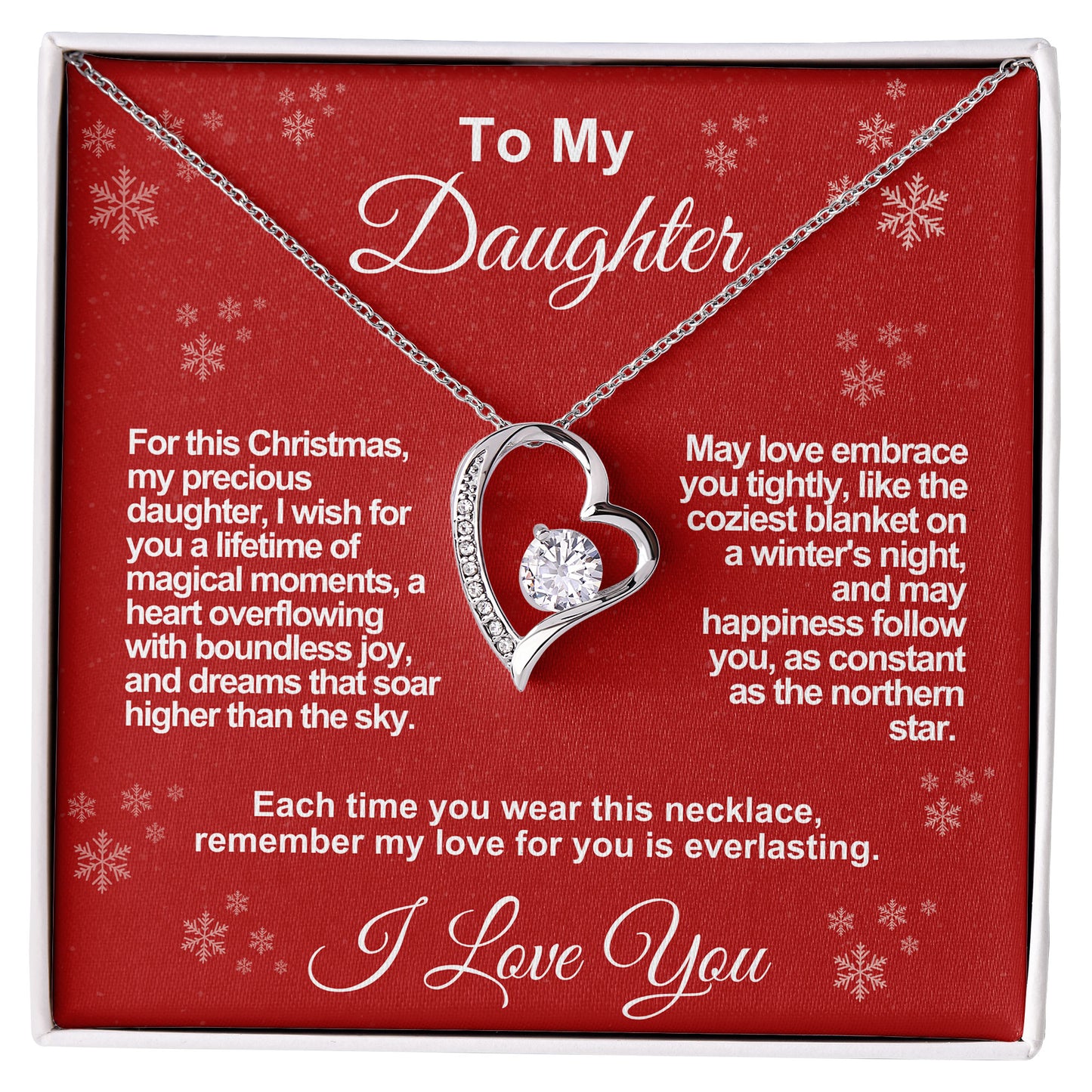 Daughter's Everlasting Love Necklace - A Christmas Wish of Joy and Dreams