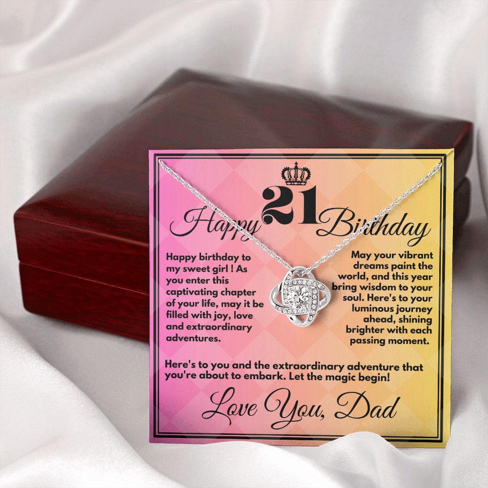 21st Birthday Gift for Girls, Cute Jewelry Necklace from Father, Message Card And Gift Box, Unique Present To Girl From Dad on Her 21 Birthday - Zahlia