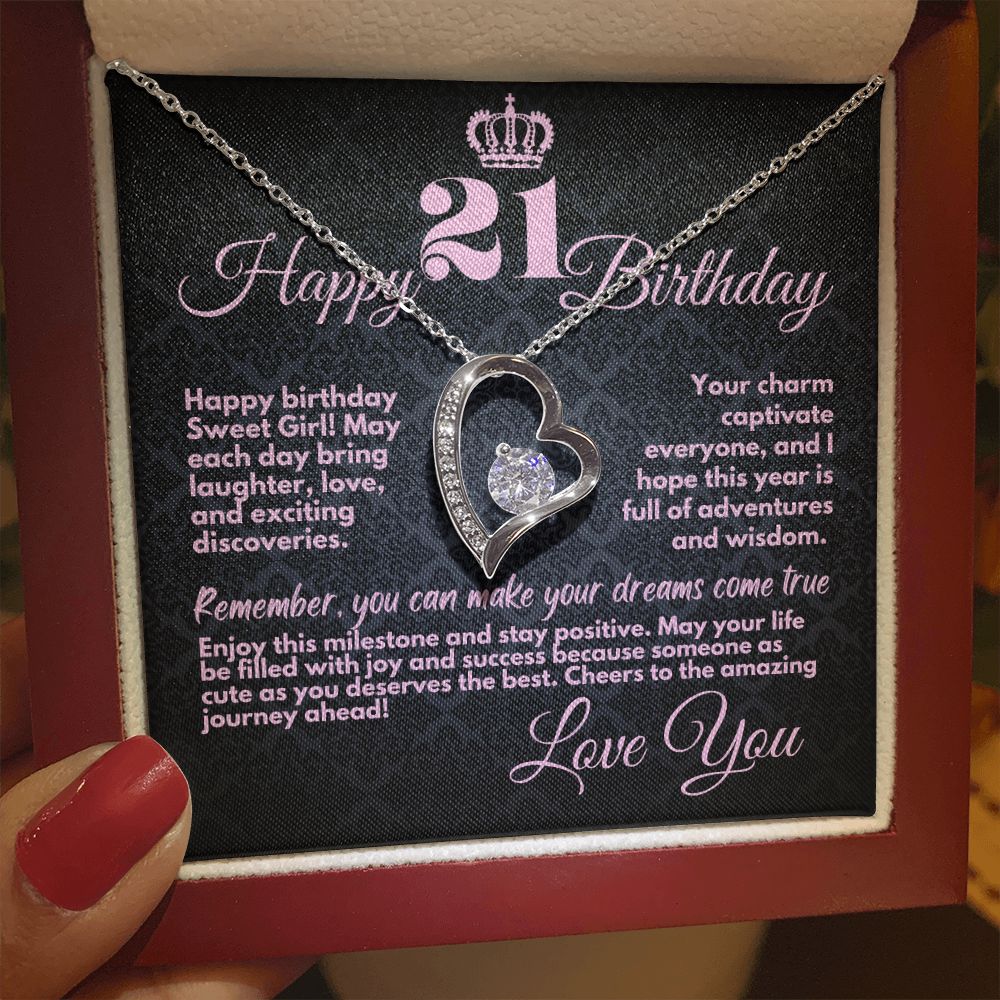 21st Birthday Gifts From Mom And Dad, Cute Jewelry Necklace, Present With A Message Card In A Box from Mother, Father, Sister or Parents, Unique Gift Ideas For 21 Bday - Zahlia