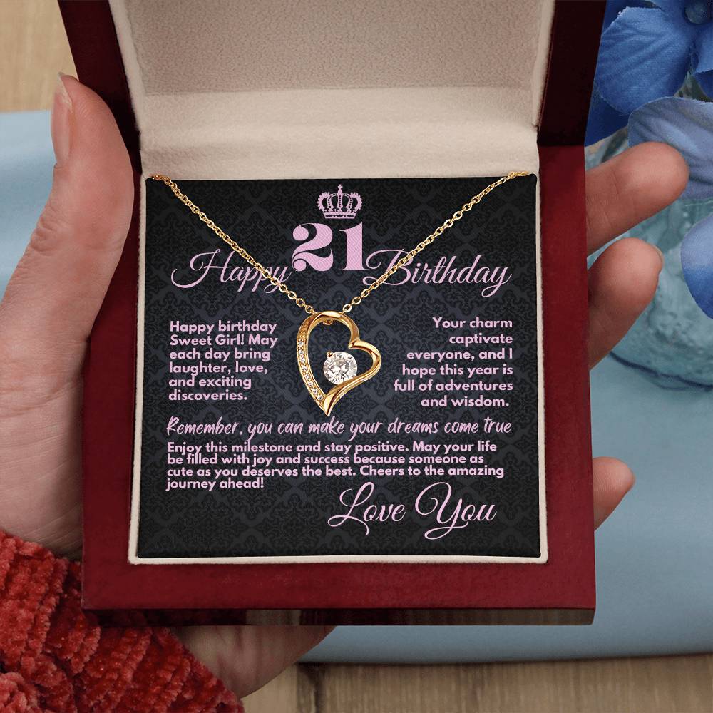 21st Birthday Gifts From Mom And Dad, Cute Jewelry Necklace, Present With A Message Card In A Box from Mother, Father, Sister or Parents, Unique Gift Ideas For 21 Bday - Zahlia