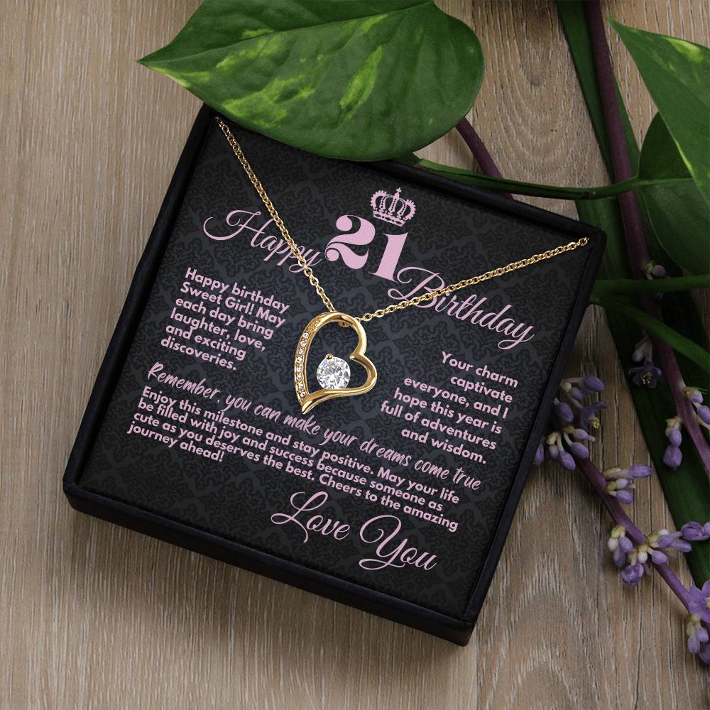 21st Birthday Gifts From Mom And Dad, Cute Jewelry Necklace, Present With A Message Card In A Box from Mother, Father, Sister or Parents, Unique Gift Ideas For 21 Bday - Zahlia