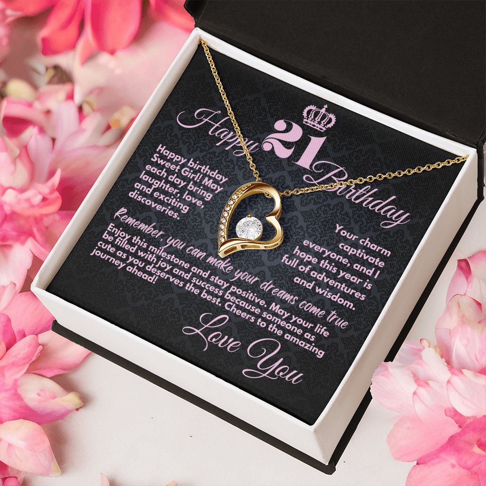 21st Birthday Gifts From Mom And Dad, Cute Jewelry Necklace, Present With A Message Card In A Box from Mother, Father, Sister or Parents, Unique Gift Ideas For 21 Bday - Zahlia