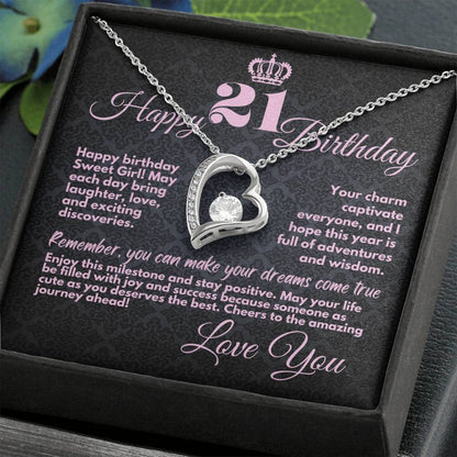 21st Birthday Gifts From Mom And Dad, Cute Jewelry Necklace, Present With A Message Card In A Box from Mother, Father, Sister or Parents, Unique Gift Ideas For 21 Bday - Zahlia