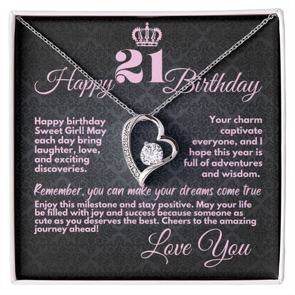 21st Birthday Gifts From Mom And Dad, Cute Jewelry Necklace, Present With A Message Card In A Box from Mother, Father, Sister or Parents, Unique Gift Ideas For 21 Bday - Zahlia