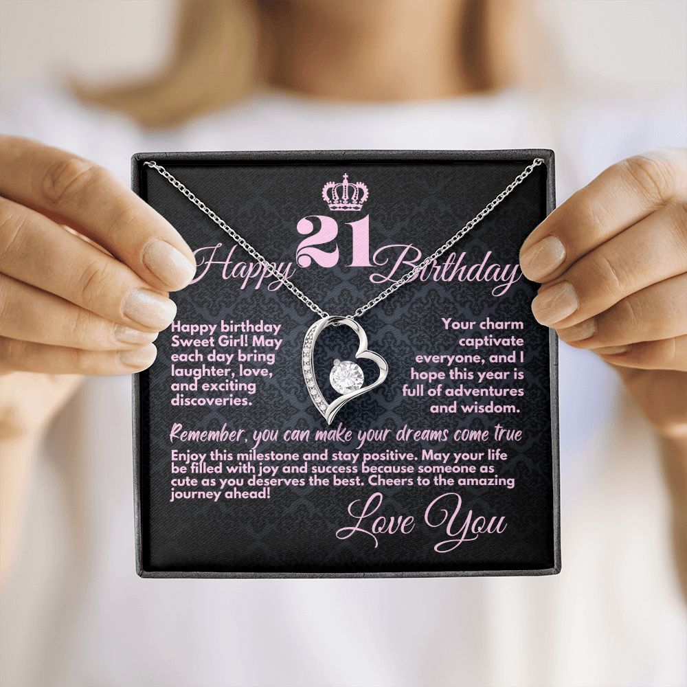 21st Birthday Gifts From Mom And Dad, Cute Jewelry Necklace, Present With A Message Card In A Box from Mother, Father, Sister or Parents, Unique Gift Ideas For 21 Bday - Zahlia