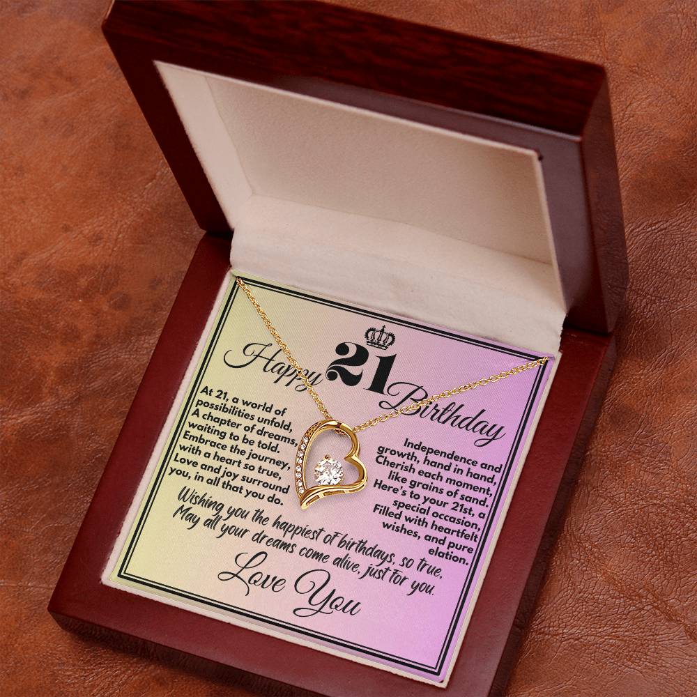 21st Cute Birthday Gifts Jewelry To Girls From Mom/Dad/Sister/Parents, Unique Necklace Present With A Message Card In A Box, 21 Bday Gift Ideas For Daughter/Sister - Zahlia