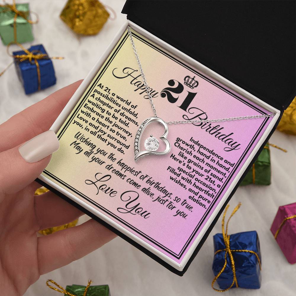 21st Cute Birthday Gifts Jewelry To Girls From Mom/Dad/Sister/Parents, Unique Necklace Present With A Message Card In A Box, 21 Bday Gift Ideas For Daughter/Sister - Zahlia