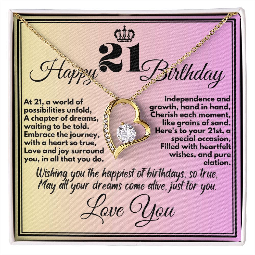 21st Cute Birthday Gifts Jewelry To Girls From Mom/Dad/Sister/Parents, Unique Necklace Present With A Message Card In A Box, 21 Bday Gift Ideas For Daughter/Sister - Zahlia