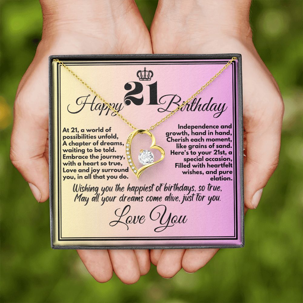 21st Cute Birthday Gifts Jewelry To Girls From Mom/Dad/Sister/Parents, Unique Necklace Present With A Message Card In A Box, 21 Bday Gift Ideas For Daughter/Sister - Zahlia