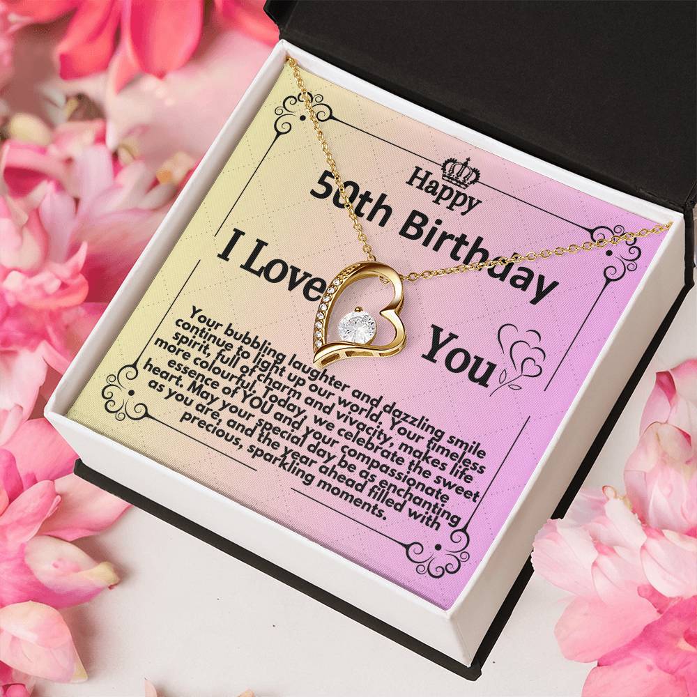 50th Birthday Jewelry Necklace Gift For Women, Present Idea For Women Turning Fifty Years Old, 50 And Fabulous Present with Unique Message Card In A Gift Box - Zahlia