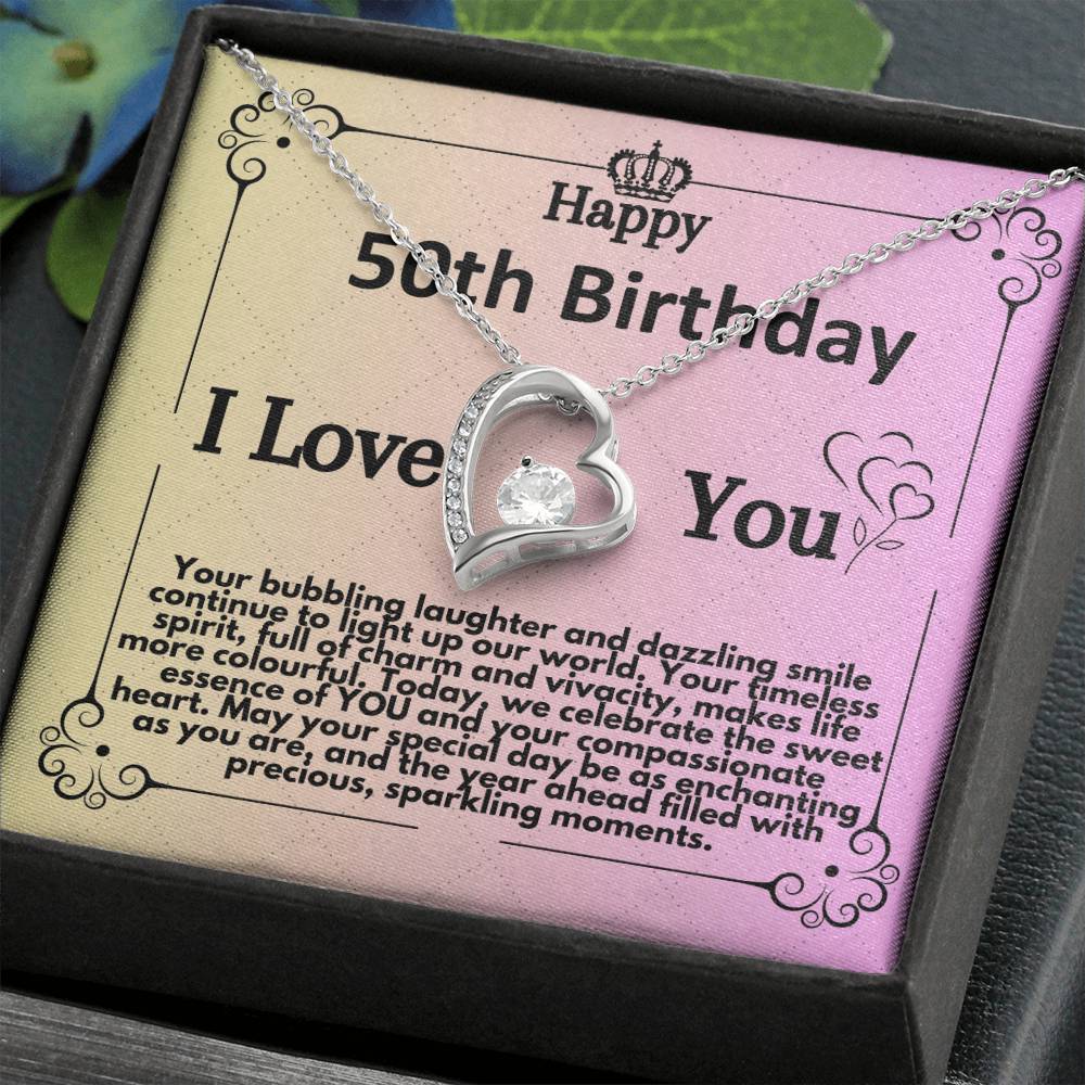 50th Birthday Jewelry Necklace Gift For Women, Present Idea For Women Turning Fifty Years Old, 50 And Fabulous Present with Unique Message Card In A Gift Box - Zahlia