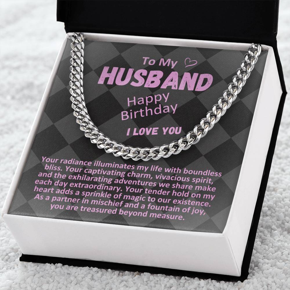 Birthday Gifts Ideas To My Husband/Soulmate, Cuban Chain Necklace With A Message Card In A Gift Box, Mens Jewelry Present To Hubby From Wife - Zahlia