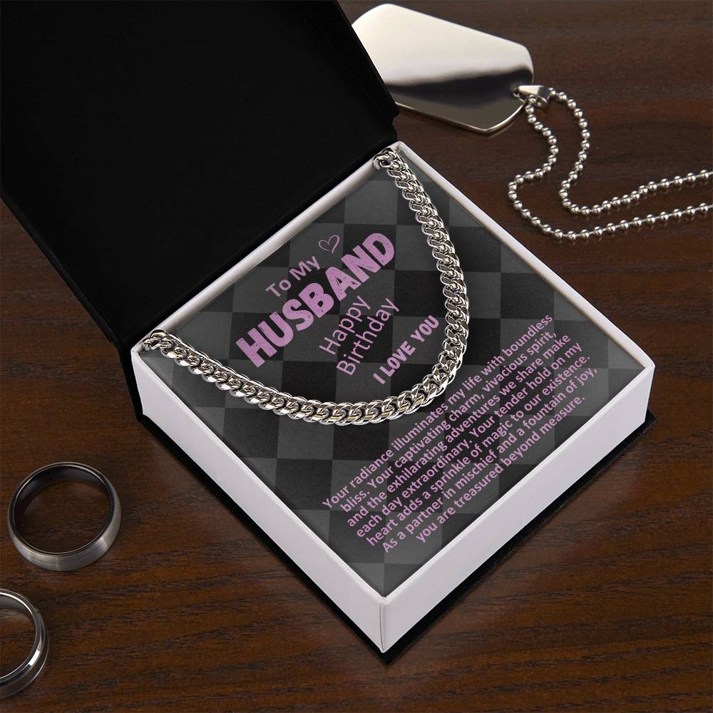 Birthday Gifts Ideas To My Husband/Soulmate, Cuban Chain Necklace With A Message Card In A Gift Box, Mens Jewelry Present To Hubby From Wife - Zahlia