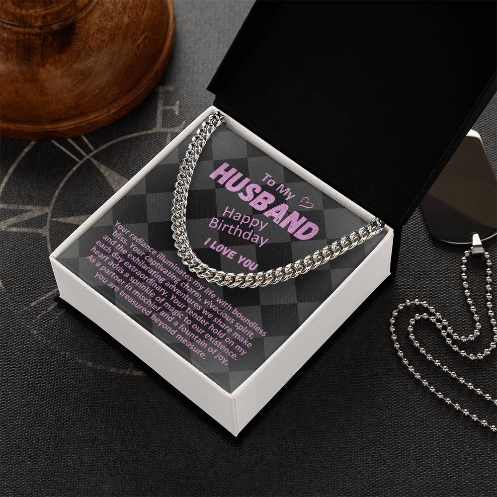 Birthday Gifts Ideas To My Husband/Soulmate, Cuban Chain Necklace With A Message Card In A Gift Box, Mens Jewelry Present To Hubby From Wife - Zahlia