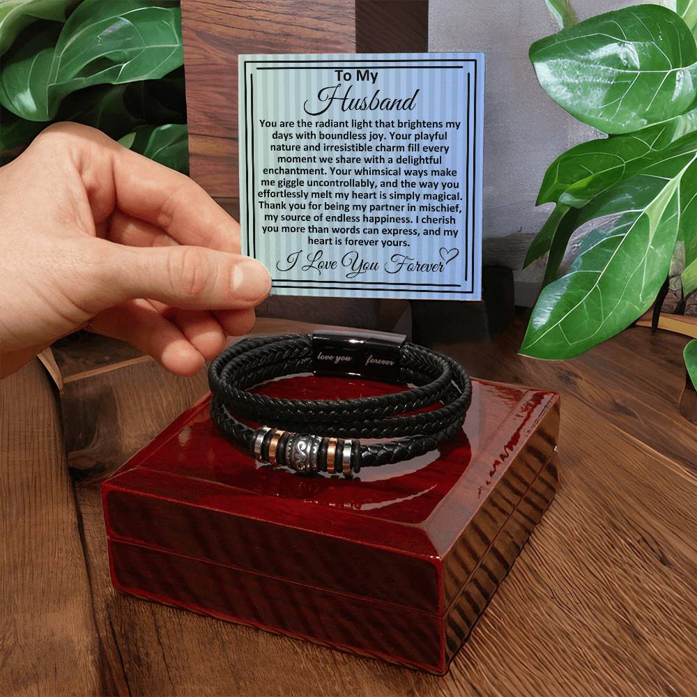 Birthday Gifts Ideas To My Husband/Soulmate, Vegan Leather Bracelet With A Message Card In A Gift Box, Unique Mens Jewelry Present From Wife, Bday Presents To My Hubby - Zahlia