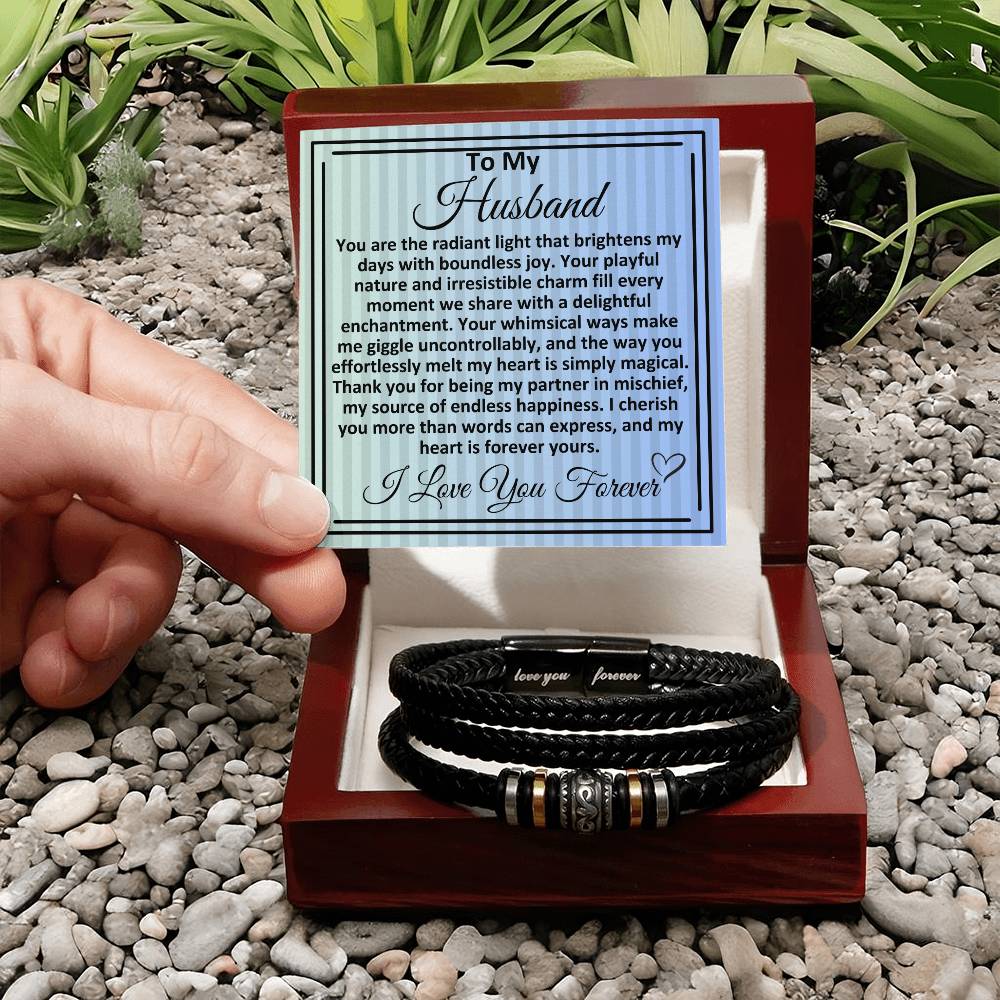 Birthday Gifts Ideas To My Husband/Soulmate, Vegan Leather Bracelet With A Message Card In A Gift Box, Unique Mens Jewelry Present From Wife, Bday Presents To My Hubby - Zahlia