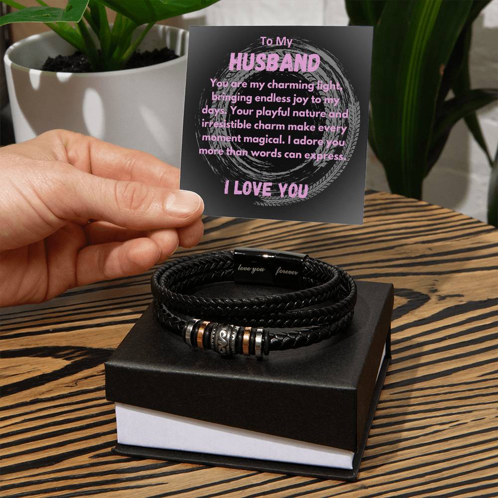 Birthday Gifts Ideas To My Husband/Soulmate, Vegan Leather Bracelet With A Message Card In A Gift Box, Unique Mens Jewelry Present From Wife, Bday Presents To My Hubby - Zahlia