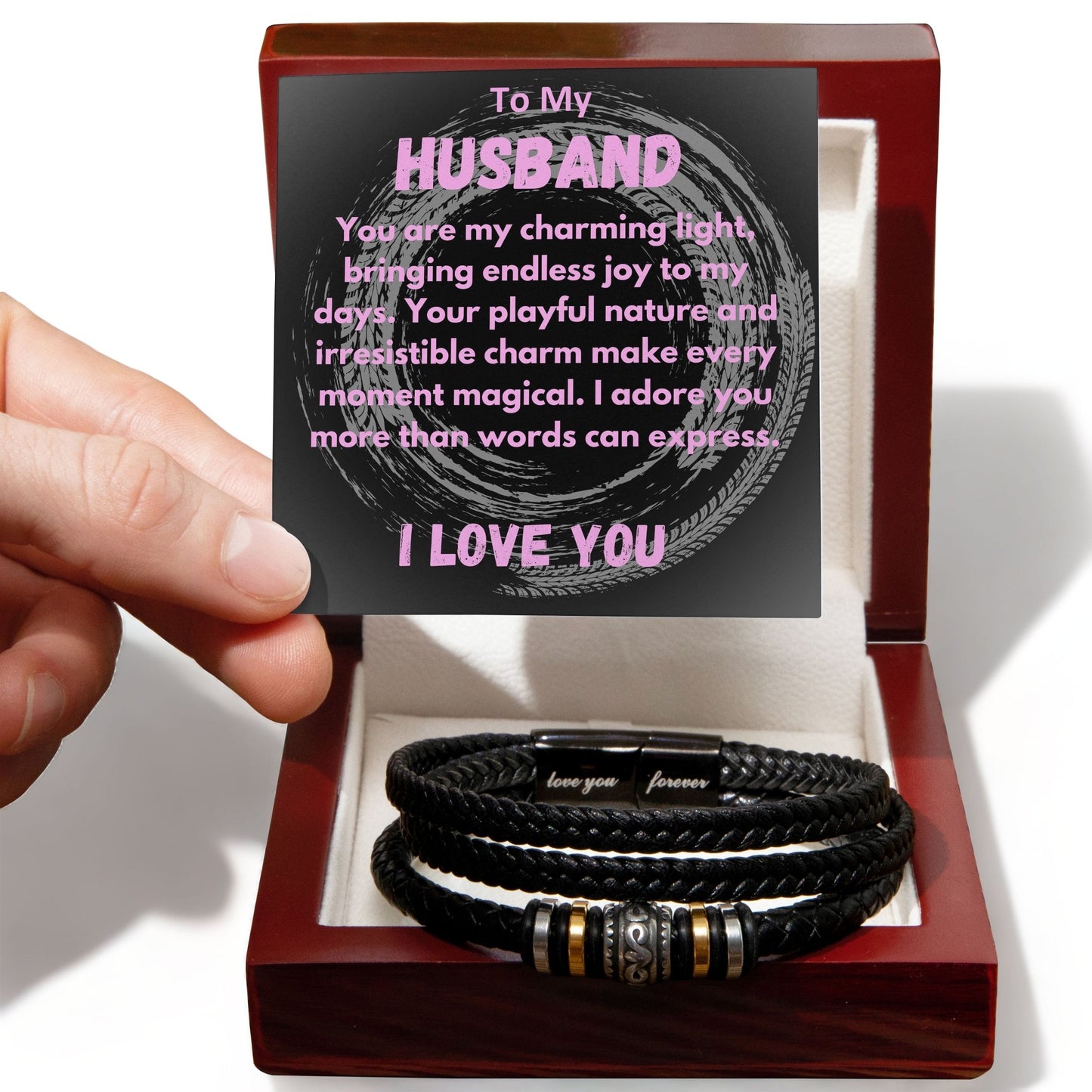 Birthday Gifts Ideas To My Husband/Soulmate, Vegan Leather Bracelet With A Message Card In A Gift Box, Unique Mens Jewelry Present From Wife, Bday Presents To My Hubby - Zahlia