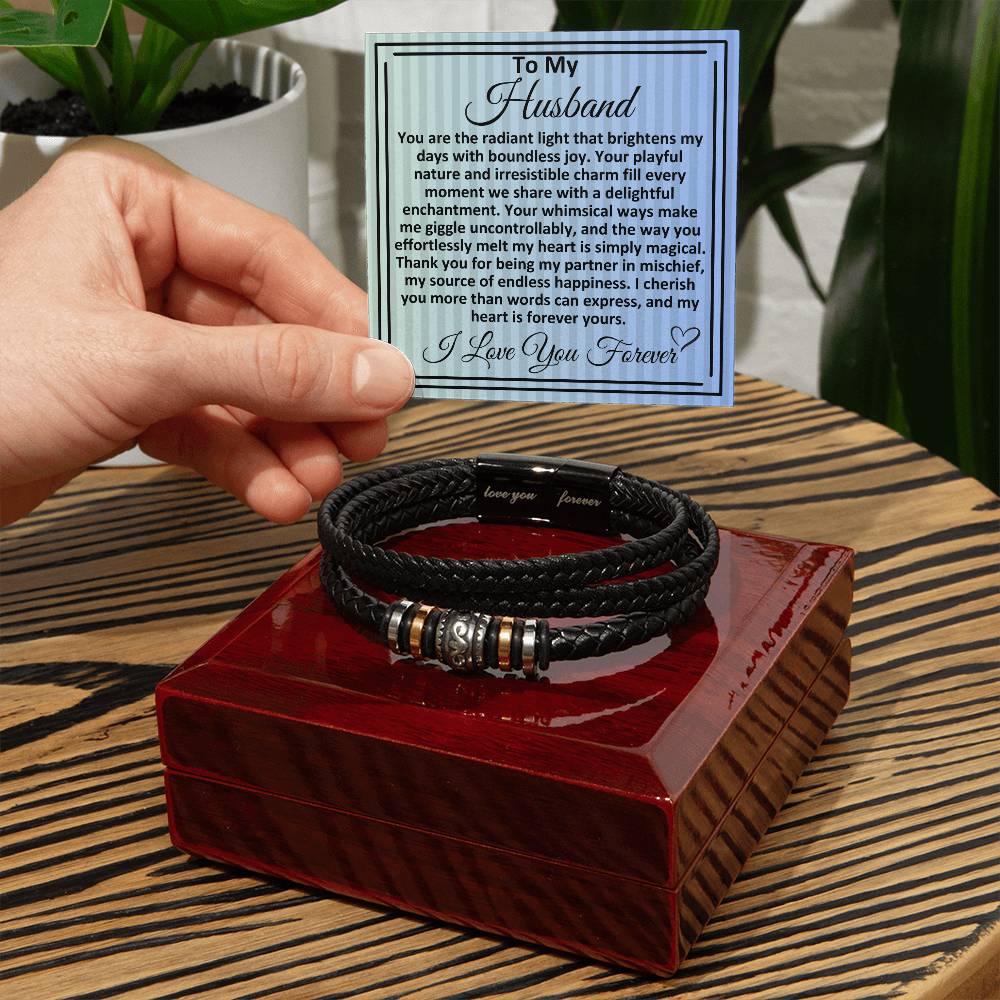 Birthday Gifts Ideas To My Husband/Soulmate, Vegan Leather Bracelet With A Message Card In A Gift Box, Unique Mens Jewelry Present From Wife, Bday Presents To My Hubby - Zahlia