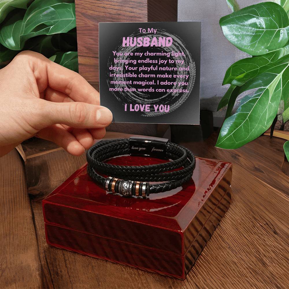 Birthday Gifts Ideas To My Husband/Soulmate, Vegan Leather Bracelet With A Message Card In A Gift Box, Unique Mens Jewelry Present From Wife, Bday Presents To My Hubby - Zahlia