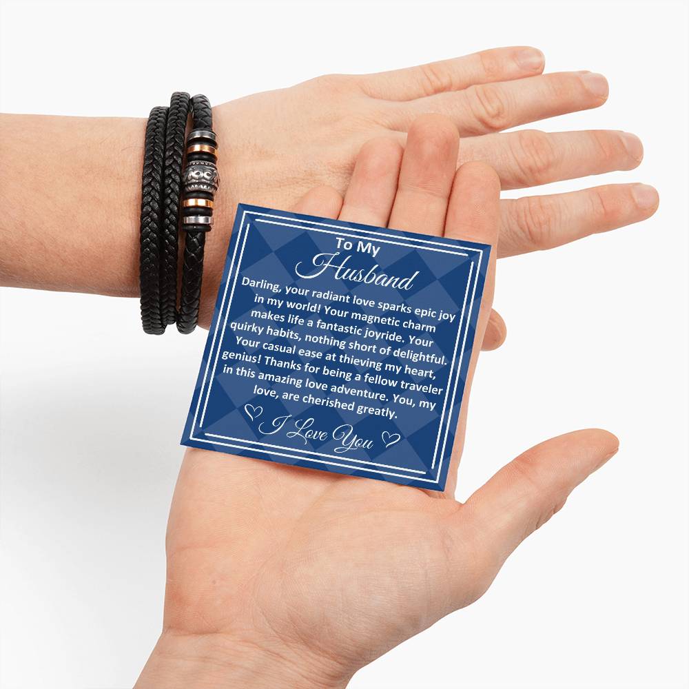 Birthday Gifts Ideas To My Husband/Soulmate, Vegan Leather Bracelet With A Message Card In A Gift Box, Unique Mens Jewelry Present From Wife, Bday Presents To My Hubby - Zahlia