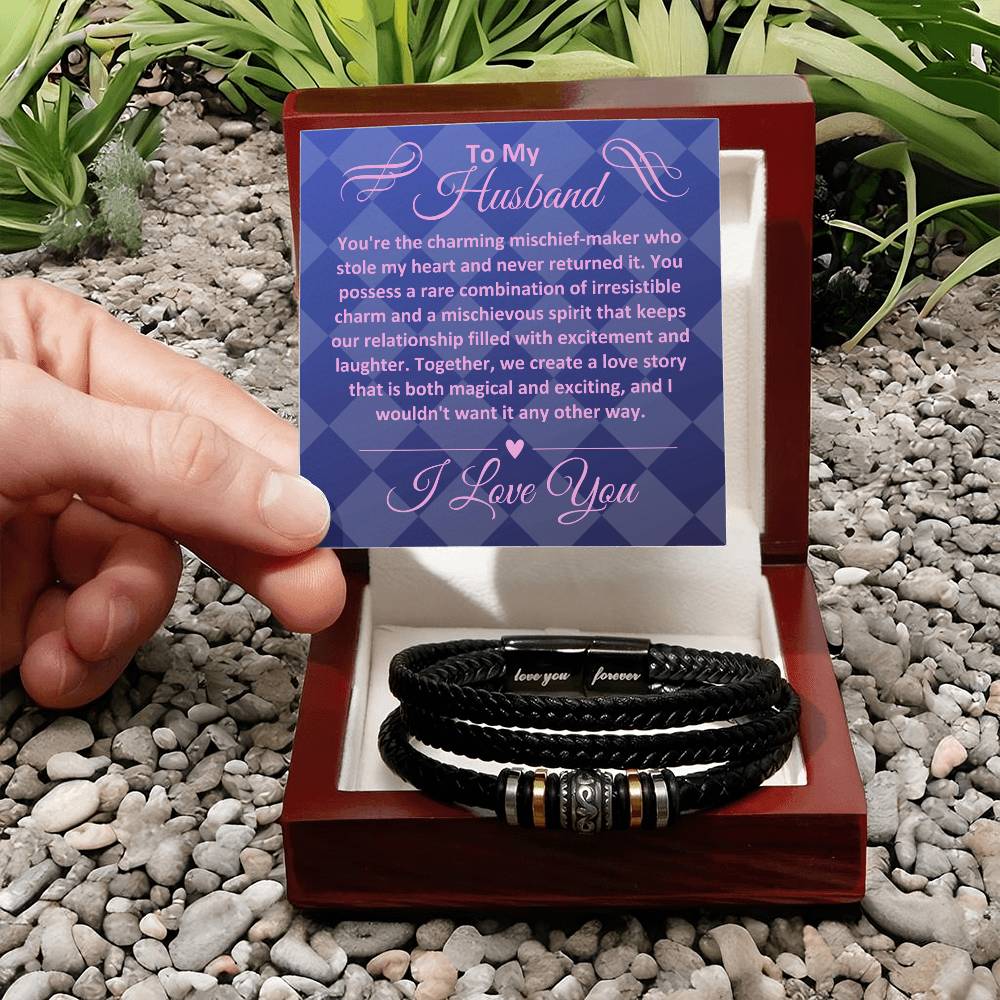 Birthday Gifts Ideas To My Husband/Soulmate, Vegan Leather Bracelet With A Message Card In A Gift Box, Unique Mens Jewelry Present From Wife, Bday Presents To My Hubby - Zahlia