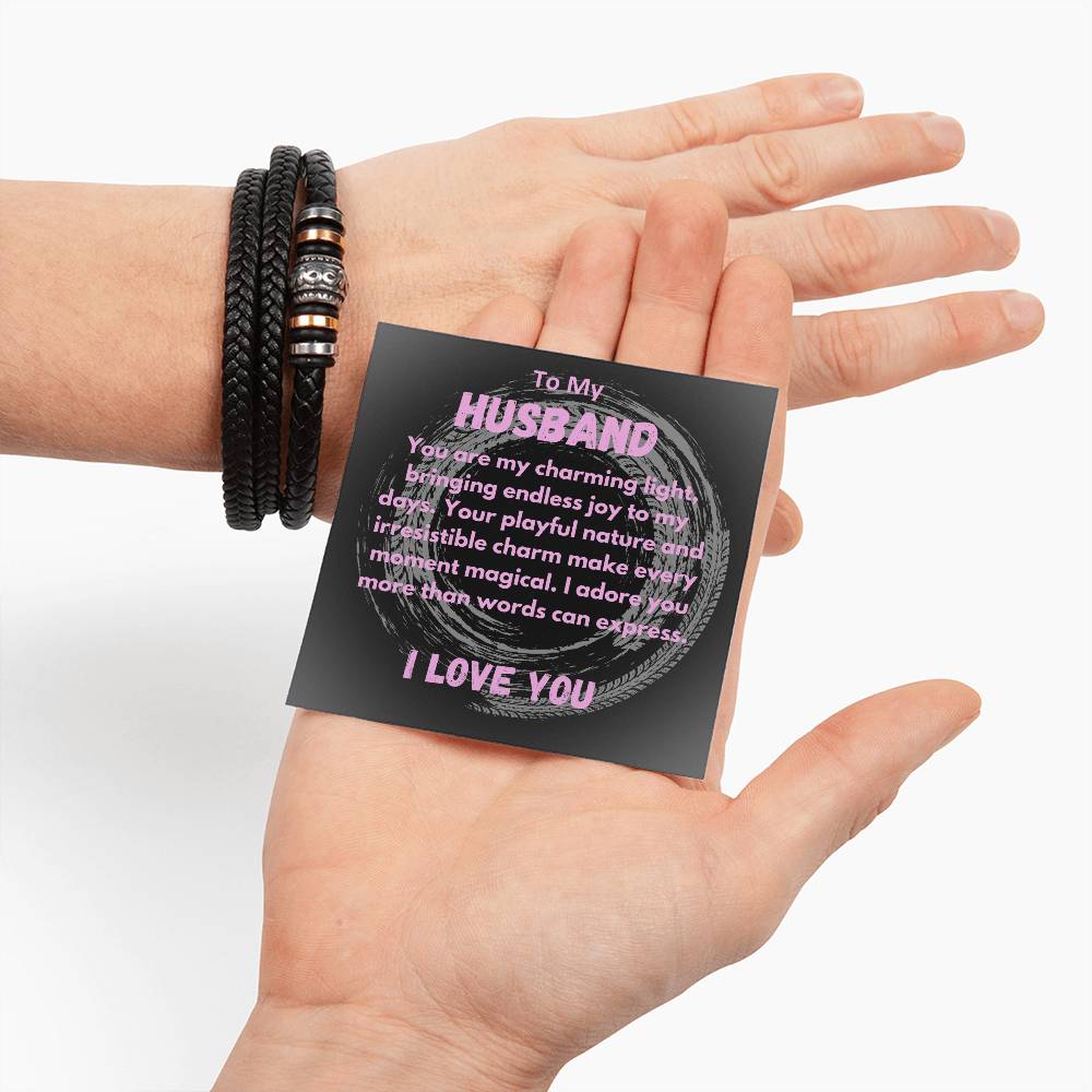 Birthday Gifts Ideas To My Husband/Soulmate, Vegan Leather Bracelet With A Message Card In A Gift Box, Unique Mens Jewelry Present From Wife, Bday Presents To My Hubby - Zahlia