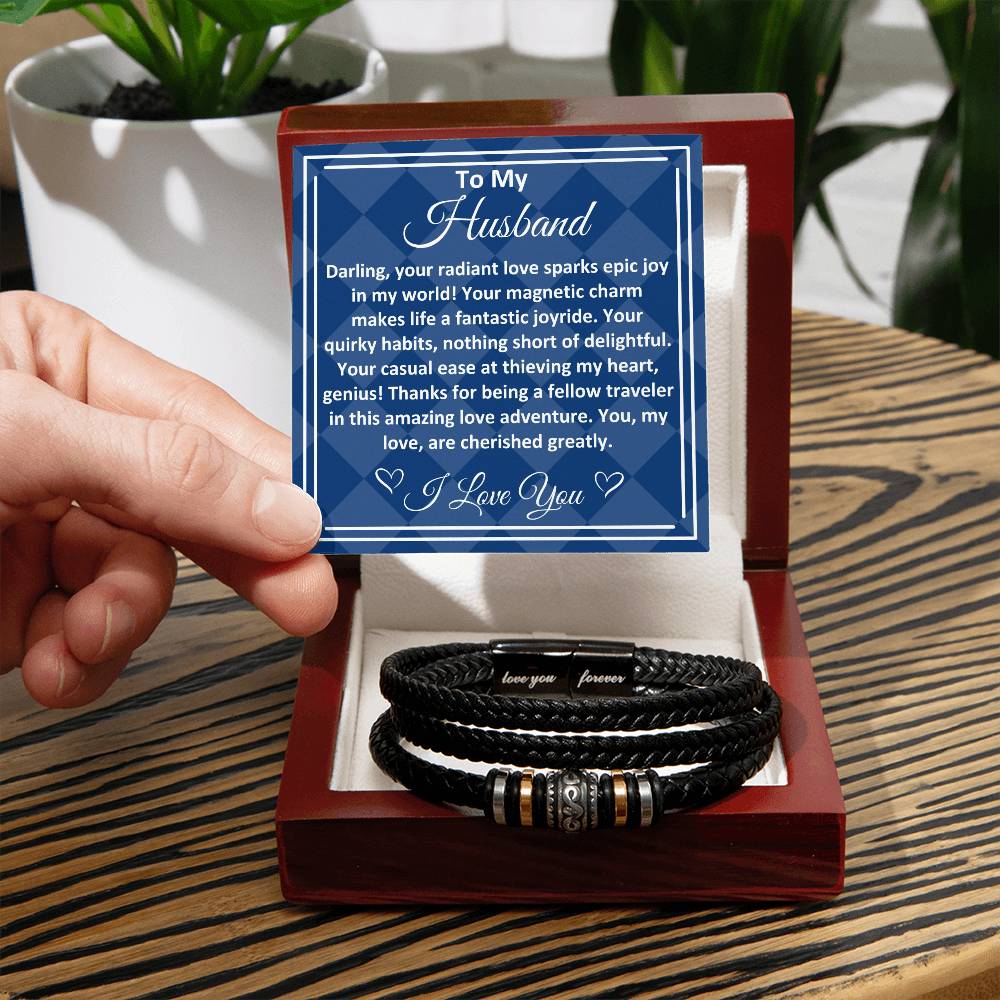 Birthday Gifts Ideas To My Husband/Soulmate, Vegan Leather Bracelet With A Message Card In A Gift Box, Unique Mens Jewelry Present From Wife, Bday Presents To My Hubby - Zahlia