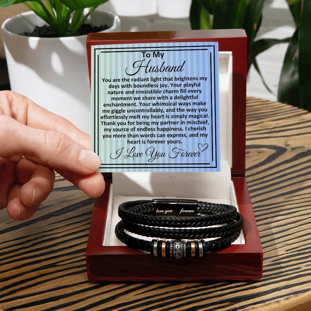 Birthday Gifts Ideas To My Husband/Soulmate, Vegan Leather Bracelet With A Message Card In A Gift Box, Unique Mens Jewelry Present From Wife, Bday Presents To My Hubby - Zahlia