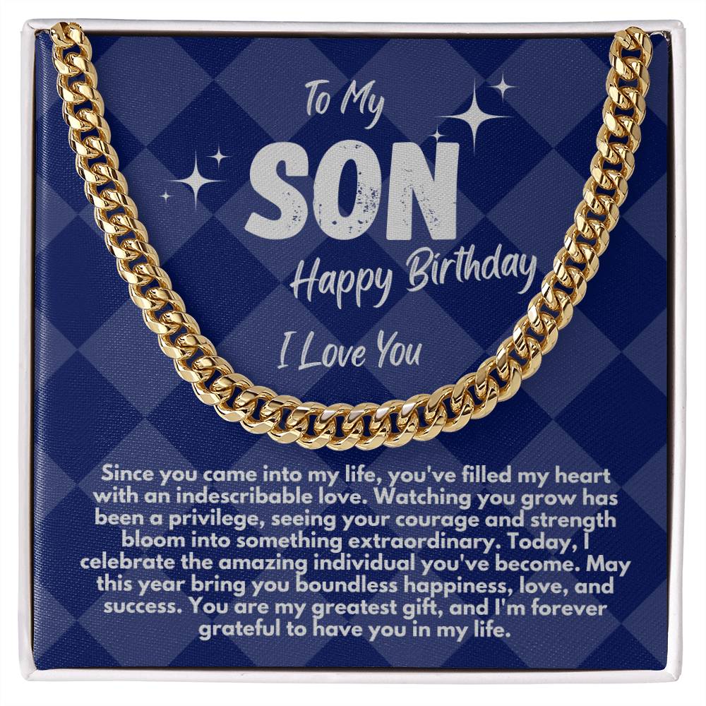 Cool Birthday Gift Ideas For My Son, Cuban Chain Necklace With A Message Card In A Gift Box, Jewelry Present From Mom/Dad/Parents, Jewelry Presents For Him - Zahlia