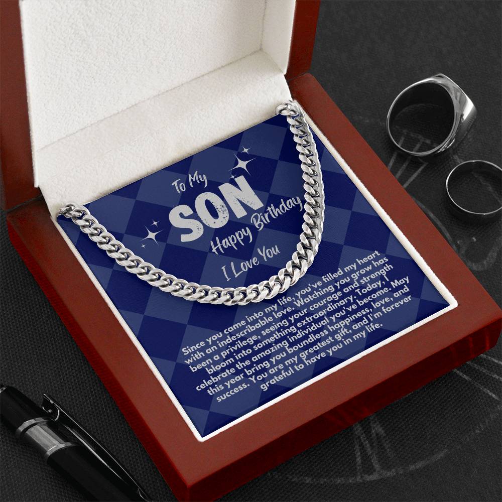 Cool Birthday Gift Ideas For My Son, Cuban Chain Necklace With A Message Card In A Gift Box, Jewelry Present From Mom/Dad/Parents, Jewelry Presents For Him - Zahlia