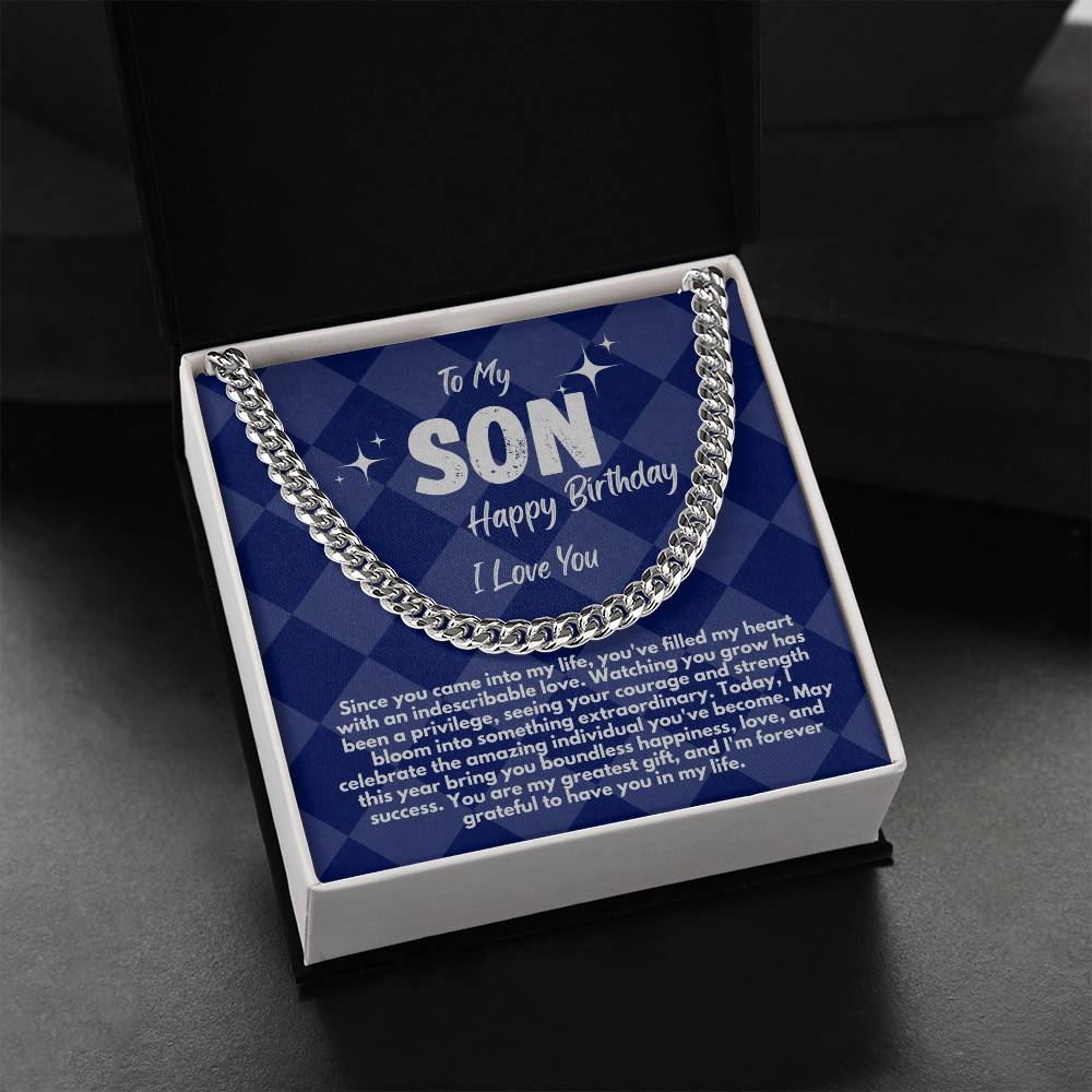 Cool Birthday Gift Ideas For My Son, Cuban Chain Necklace With A Message Card In A Gift Box, Jewelry Present From Mom/Dad/Parents, Jewelry Presents For Him - Zahlia