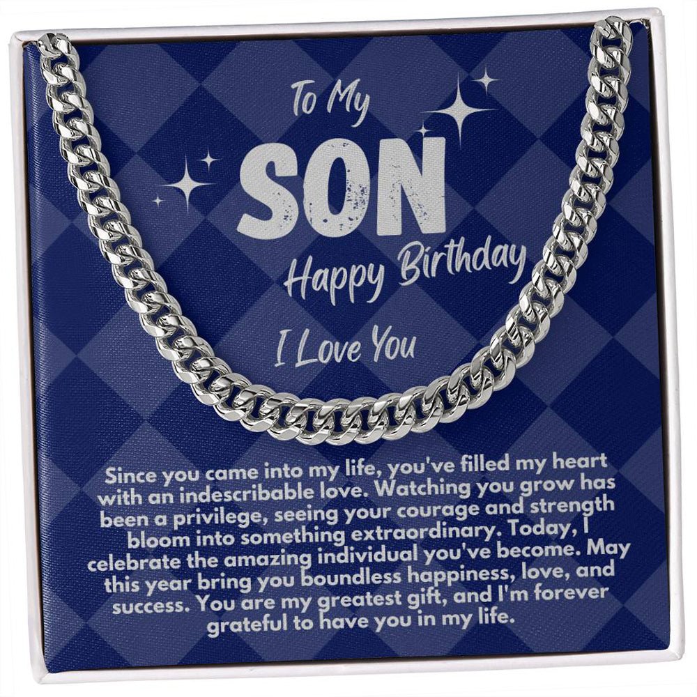 Cool Birthday Gift Ideas For My Son, Cuban Chain Necklace With A Message Card In A Gift Box, Jewelry Present From Mom/Dad/Parents, Jewelry Presents For Him - Zahlia