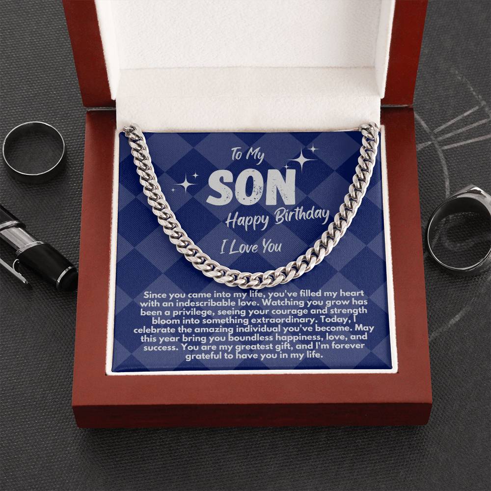 Cool Birthday Gift Ideas For My Son, Cuban Chain Necklace With A Message Card In A Gift Box, Jewelry Present From Mom/Dad/Parents, Jewelry Presents For Him - Zahlia