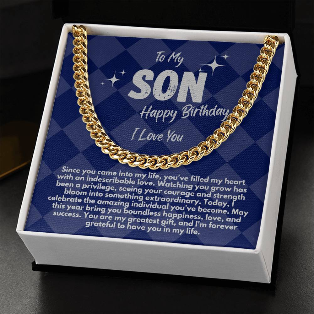 Cool Birthday Gift Ideas For My Son, Cuban Chain Necklace With A Message Card In A Gift Box, Jewelry Present From Mom/Dad/Parents, Jewelry Presents For Him - Zahlia