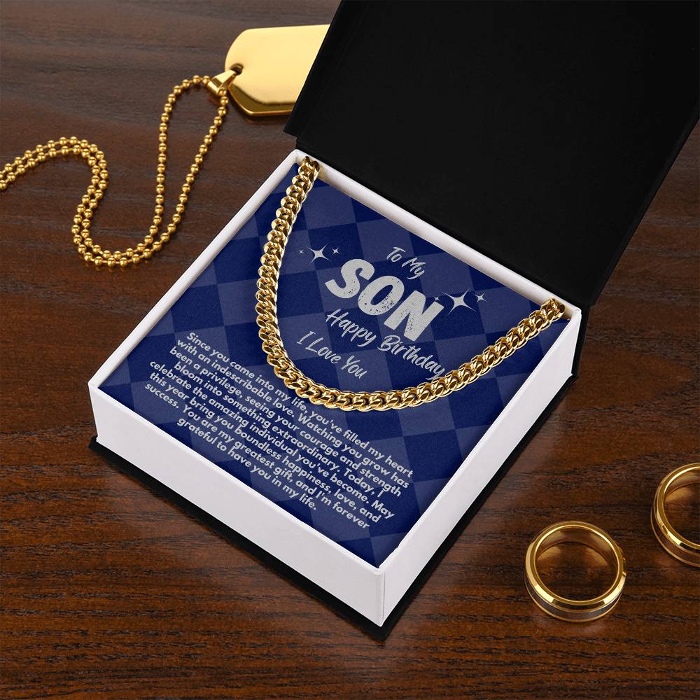 Cool Birthday Gift Ideas For My Son, Cuban Chain Necklace With A Message Card In A Gift Box, Jewelry Present From Mom/Dad/Parents, Jewelry Presents For Him - Zahlia