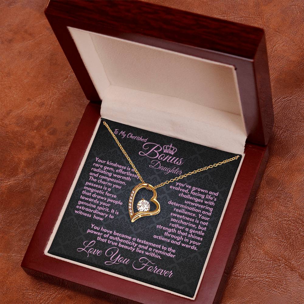 Cute Birthday Gift For My Bonus Daughter/Stepdaughter, Elegant Heart Jewelry With A Message In A Gift Box, Unique Pendant Gifts Ideas To My Adopted Child, - Zahlia