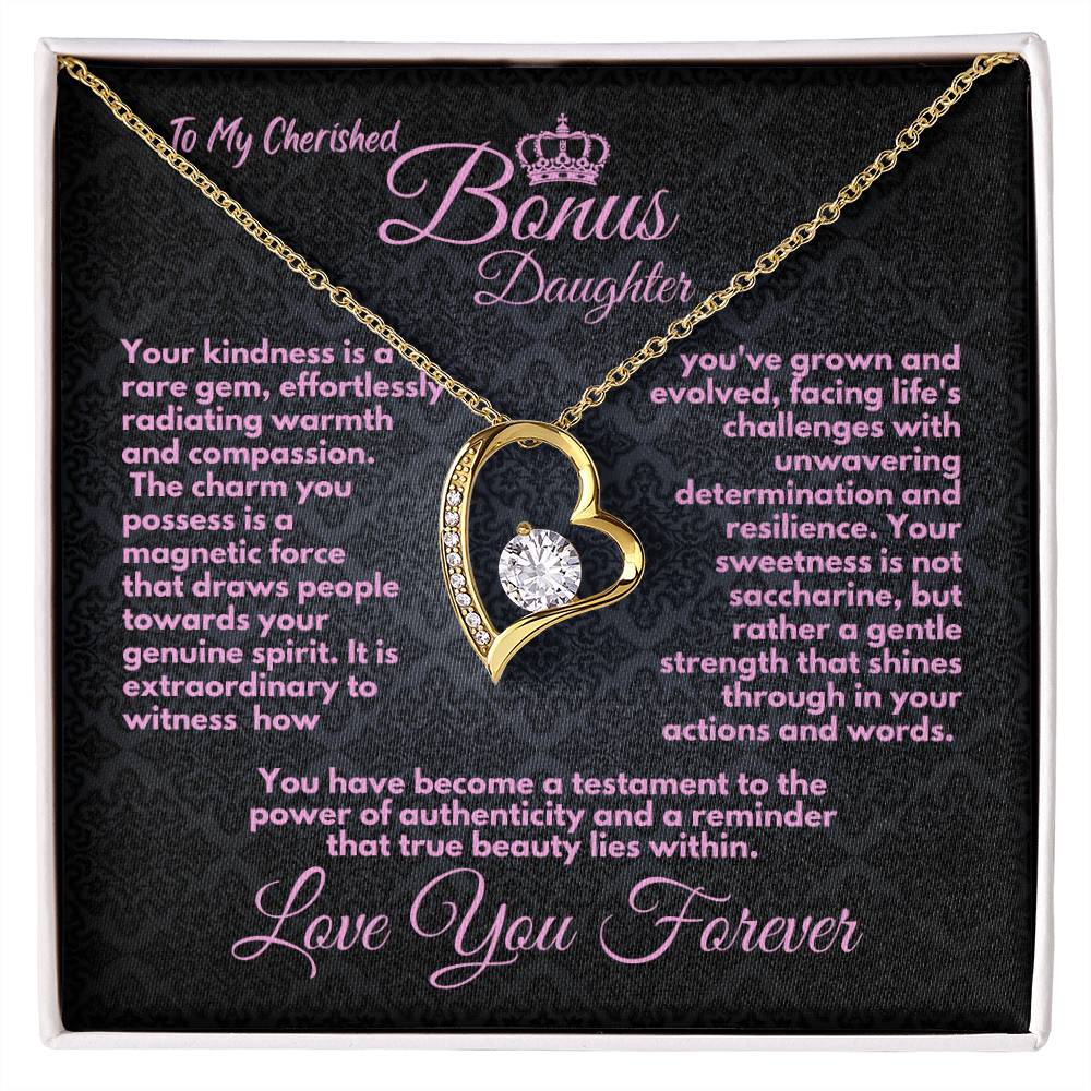 Cute Birthday Gift For My Bonus Daughter/Stepdaughter, Elegant Heart Jewelry With A Message In A Gift Box, Unique Pendant Gifts Ideas To My Adopted Child, - Zahlia