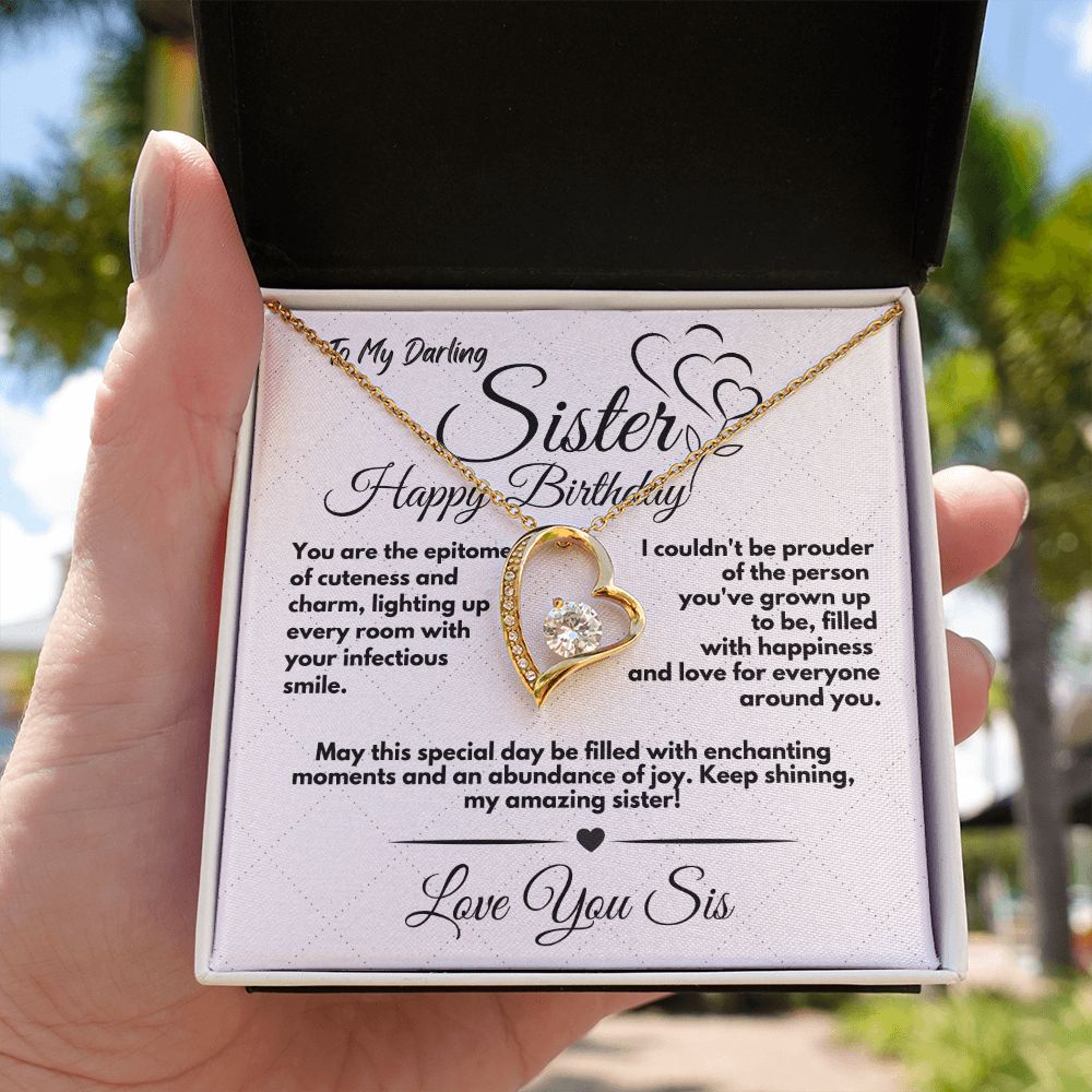 Cute Birthday Gift Ideas To My Sister, Present To Sibling With A Message Card In A Box, Heart Jewelry Necklace To Bonus Sister On Her Bday, Heart Pendant To My Kin - Zahlia