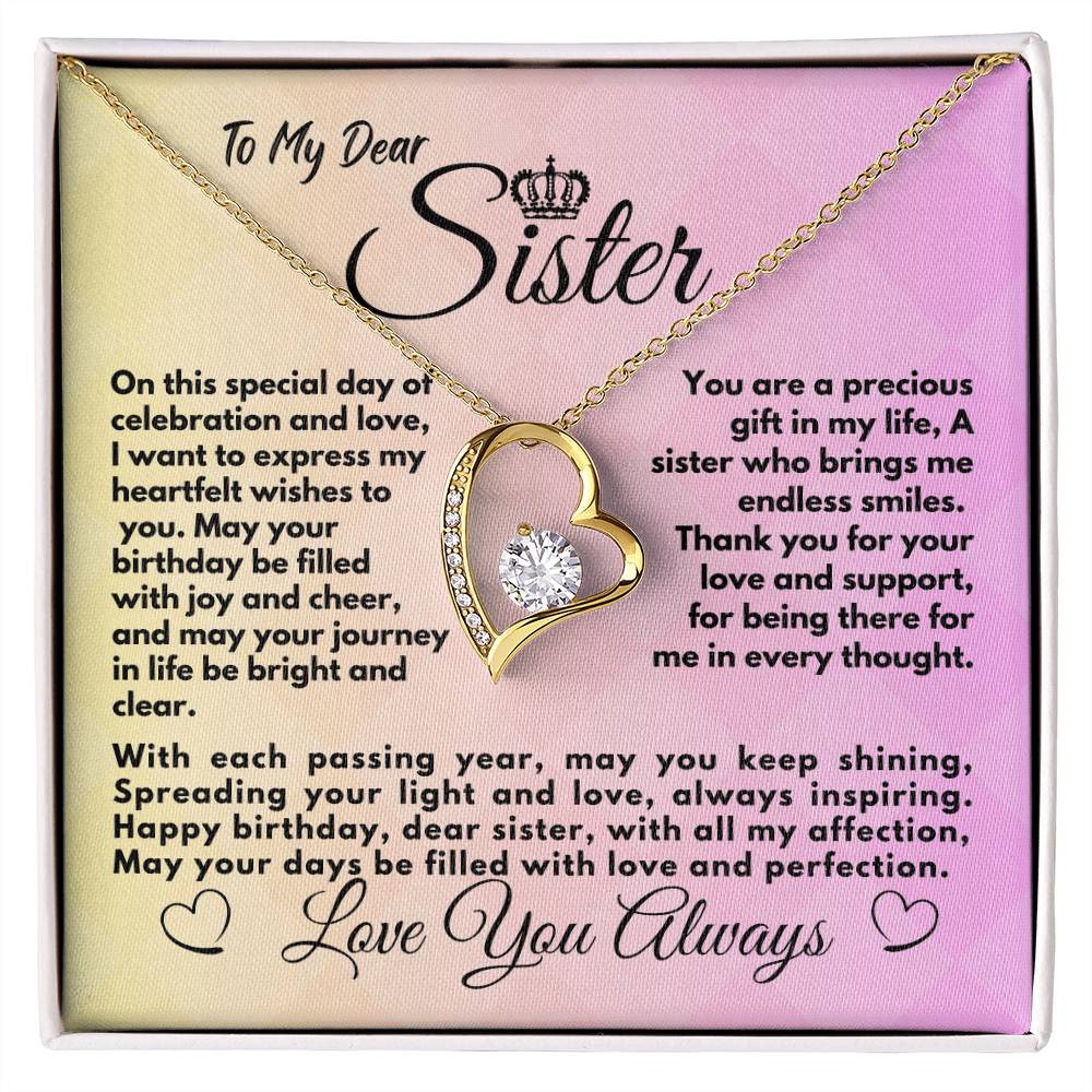 Cute Gifts Ideas To My Sister On Her Birthday, Heart Necklace With A Message Card In A Box, Elegant Jewelry Present For Bonus Sister, Unique Pendant Idea - Zahlia