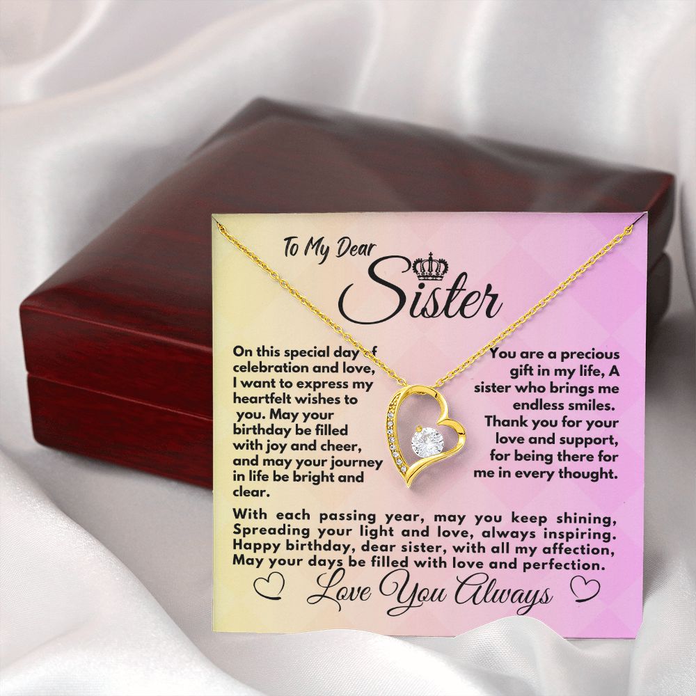 Cute Gifts Ideas To My Sister On Her Birthday, Heart Necklace With A Message Card In A Box, Elegant Jewelry Present For Bonus Sister, Unique Pendant Idea - Zahlia