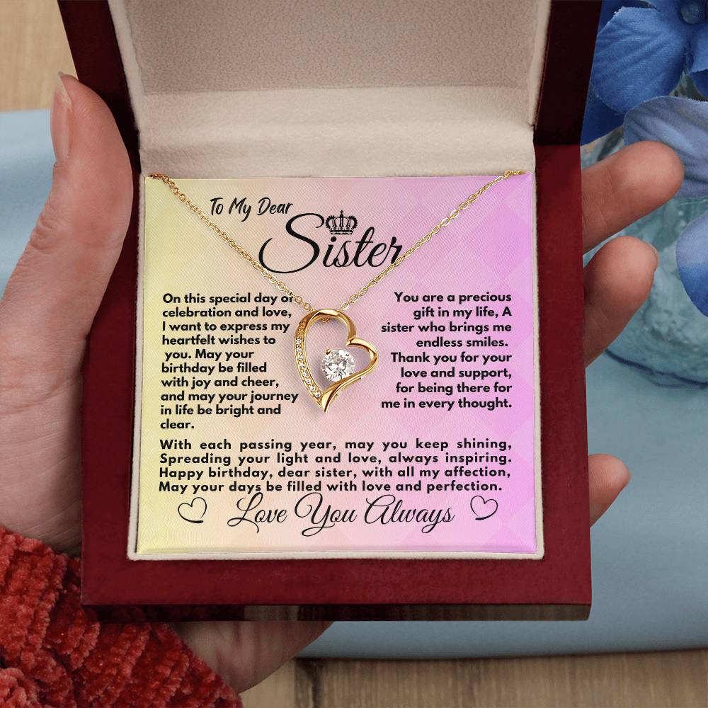 Cute Gifts Ideas To My Sister On Her Birthday, Heart Necklace With A Message Card In A Box, Elegant Jewelry Present For Bonus Sister, Unique Pendant Idea - Zahlia